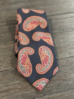 Vtg Adolfo Couture black red Paisley Silk Tie X-long NWT
