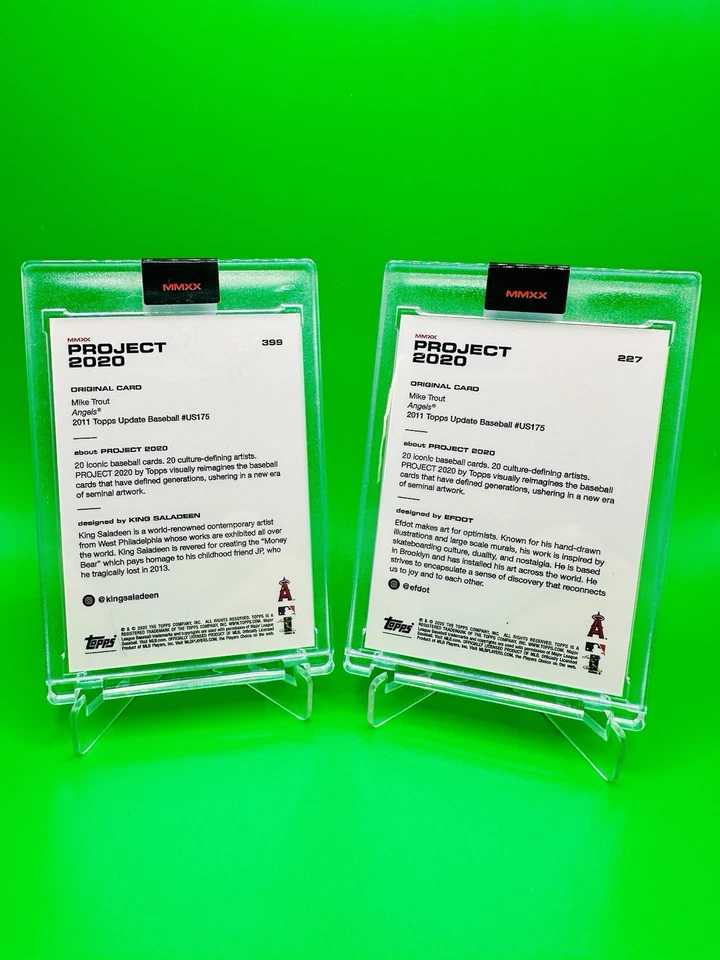 Topps Project 2020 MIKE TROUT by King Saladeen #399 and by Efdot #227 LA Angels - Image 2 of 2