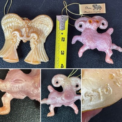 Rare Cal Themes Inc USA Made 1970 Jiggly Zodiac Figures (2)  Aries Libra READ*