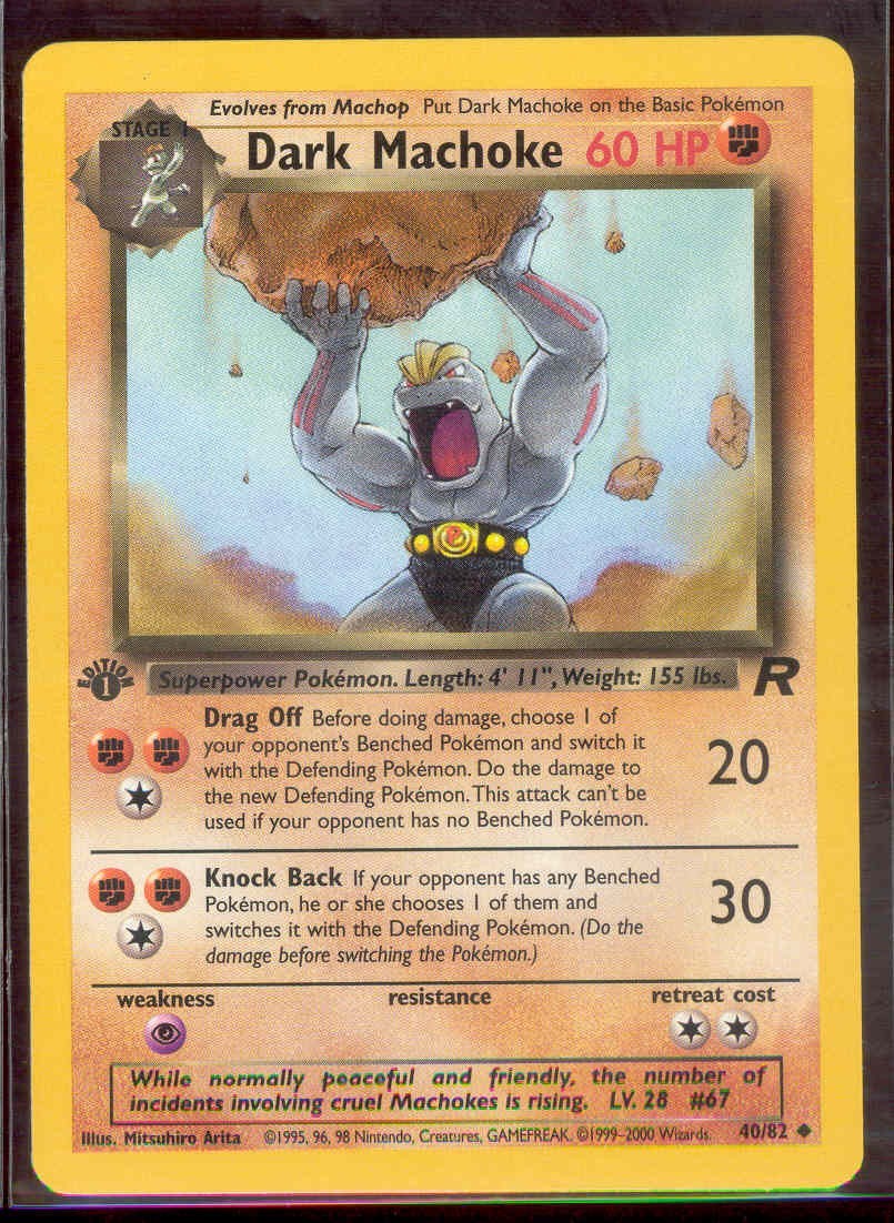 Pokemon DARK MACHOKE 40/82 - 1st Edition Team Rocket - - NEAR MINT/MINT