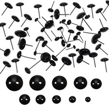 100pc Black Glass Eyes Kit - 3mm to 12mm Assorted for Crafts  Dolls New