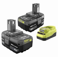 Genuine Ryobi ONE+ 18V Lithium-Ion 4.0 Ah Battery 2-Pack and Charger Kit