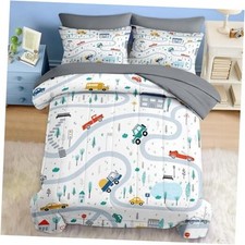 Comforter Set Size, Cute Car City 7 Pcs Bedding for Kids and Full Cartoon Car 2