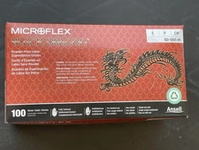 *100-Gloves* Microflex Black Dragon PF Examination Latex Small BD-1001-PF