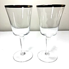 Lenox Solitaire Platinum water goblet Barclay 7 1/8 inch set of 2 marked