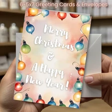 Christmas Greeting Cards w/ Envelope - Set of 6 -5x7 Cards & Envelopes L#057