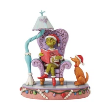 Jim Shore The Grinch In Large Chair With Light-Up Lamp Figurine 6015213