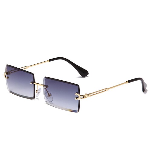 Moda Diseño de Metal Lentes de Color Gafas de Sol Sin montura Cuadrado Marco Dorado Gafas de Sol - Imagen 10 de 14