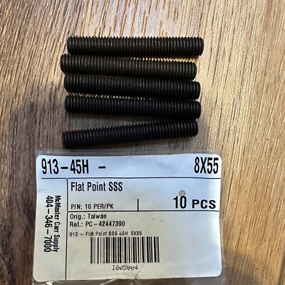 (5) M8 x 55mm Socket Set Screws Flat Point SSS Black DIN 913 45H McMaster Carr