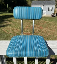 Vintage Frabill Blue/White Striped Folding Padded Bleacher Stadium Boat Seats