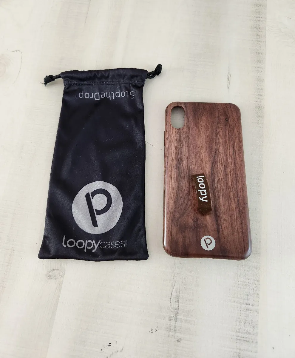 Loopy Cases iPhone XS Max Phone Case Brown Wood Pattern With Bag Used 6.5
