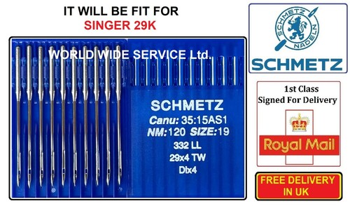 SCHMETZ DLX4 332LL 29X4TW S=19/21/23 SINGER29K AGO MACCHINA DA CUCIRE INDUSTRIALE - Foto 2 di 4
