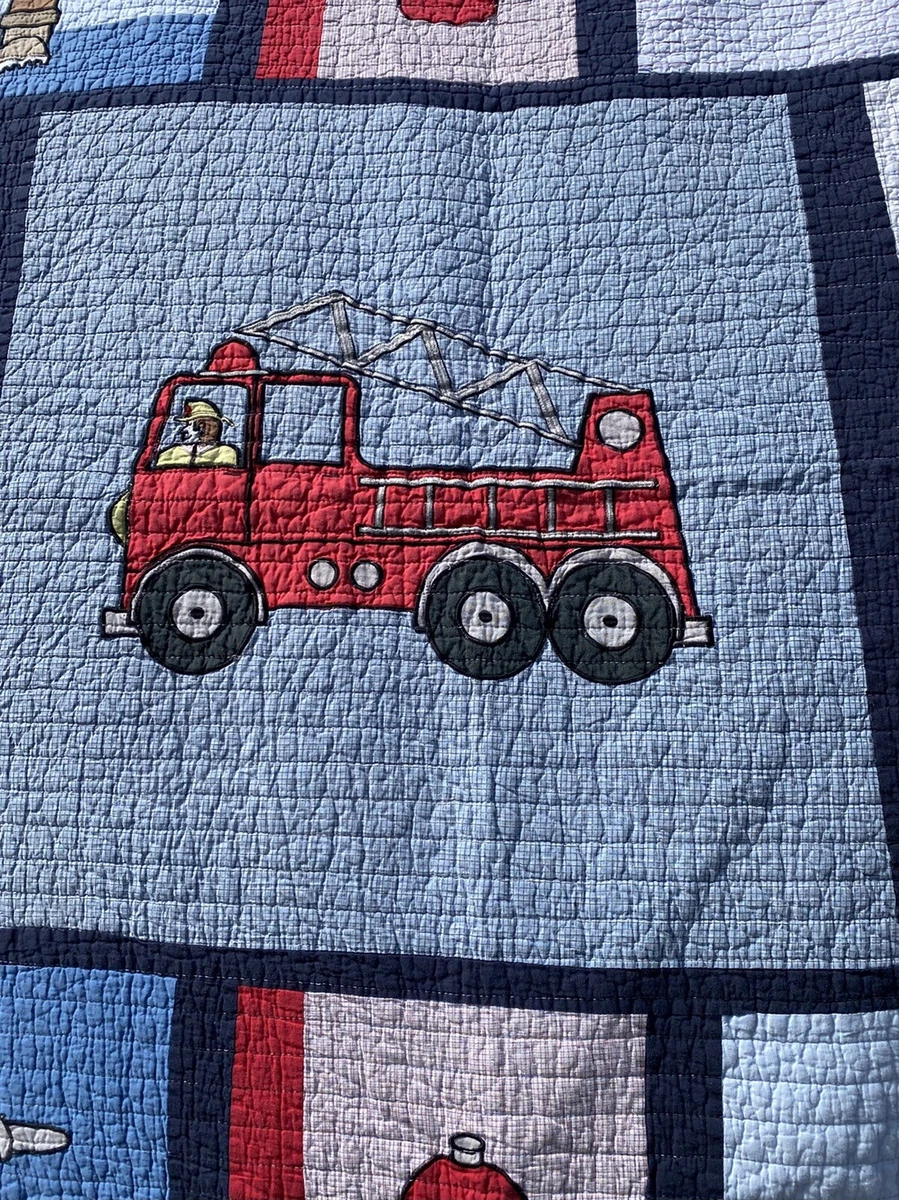 Pem America Fireman Fire Engine COTTON QUILT 86”Square VGC | eBay