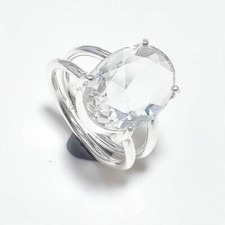 White Topaz Gemstone 925 Sterling Silver Handmade Jewelry Ring Size 10 US 