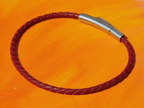 Mens /ladies 3mm Tan braided leather & stainless steel bracelet - Lyme Bay Art - Picture 2 of 3