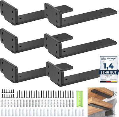 6 Stück Schweberegalträger 8 Zoll / 20 cm Schwerlast Metall L-Träger