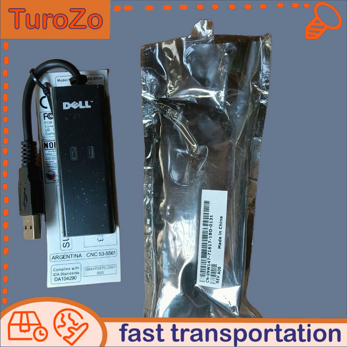 RD02-D400 Dell USB External 56K Cat Modem Fax Narrowband Windows 7