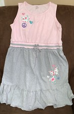GIRLS DRESS SIZE 14 TANK PINK GRAY PEACE/HEART/BUTTERFLY SUPER CUTE