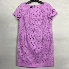 Talbots Women's Shift Dress Petites 16P Lilac Eyelet Summer Cool Lightweight