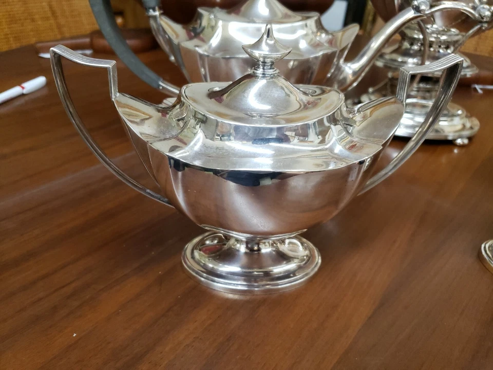 Juego de café de té PLYMOUTH 1900 GORHAM 6 piezas de plata esterlina + hervidor de agua + soporte Foto 3 de 4