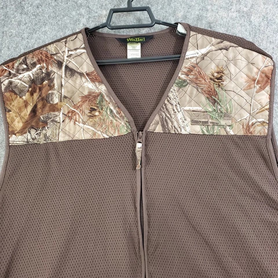 Walls Hunting Vest Men Medium Large Brown Camo Mesh Full Zip Back Pocket Quilted - Image 4 of 4
