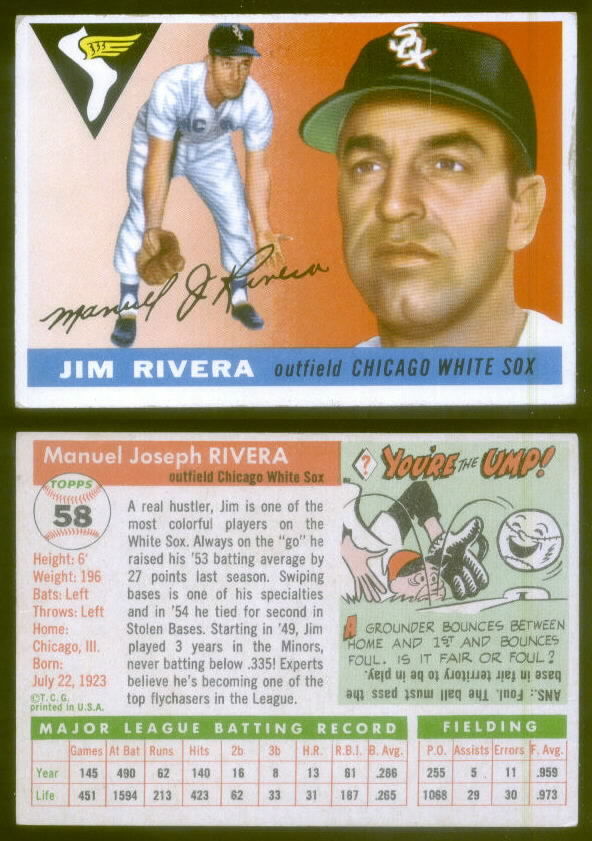 28194) 1955 Topps 58 Jim Rivera White Sox-VGX | eBay