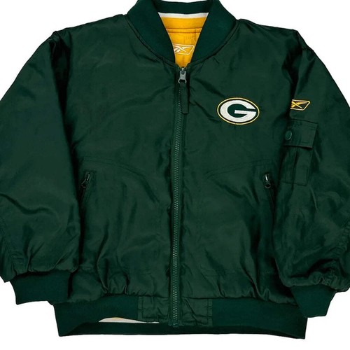 Age 5-6 Green Bay Packers Reebok Nfl Bomber Jacket - Medium Green Nylon - Picture 6 of 8