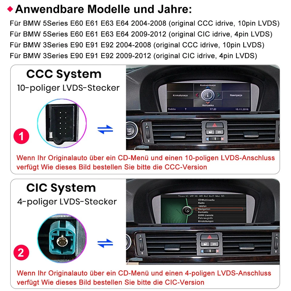 Android Radio 32GB für BMW E60 E61 CCC E90 E91 E92 E93 Carplay GPS Navi - Bild 3 von 4