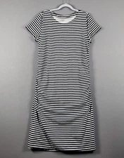 Boden Navy Blue White MultiColor Striped Ruched Detail Dress Womens Sz US 18L