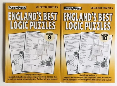 Lot of 2 ENGLAND'S BEST LOGIC PROBLEMS Dell Penny Press British Vol 9 10 Puzzles