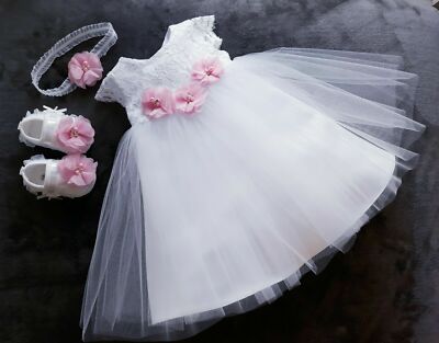 Taufkleid Stirnband Taufe    Liliana   Gr.56-104 Baptism Christening