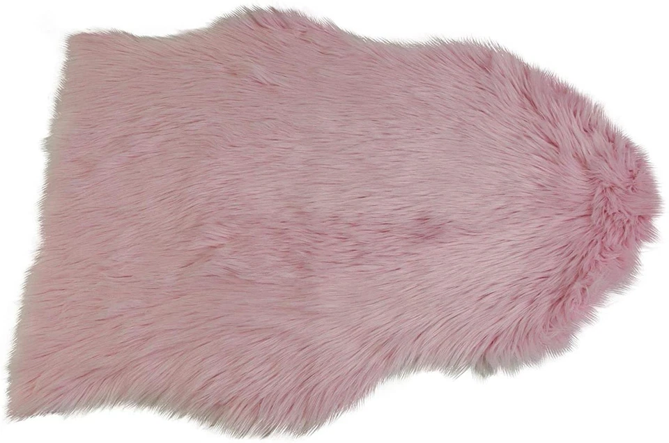 Deko Fell rosa, 65x90 cm, Kunst Plüsch Teppich Läufer Matte Sitz Sofa Auflage - Bild 2 von 4