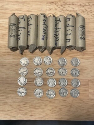 VINTAGE $2. rolls Buffalo Nickels 1913-1938 Dateless - some mint marks- reduced