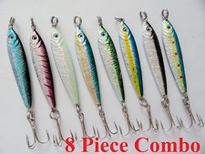 8 Pieces Mega Live Bait Metal Jigs Combo Weight: 1oz,2.5oz, 3.5oz,4.5oz & 6.5oz 