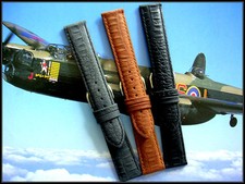 20mm Black Distressed Leather Aviator watch band straps IW SUISSE 16 17 18 19 22