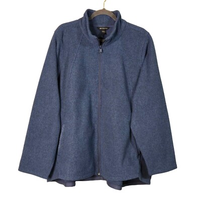 Athleta Women's 3X Stroll Fleece Full-Zip Jacket Chrome Blue Athletic soft Fall