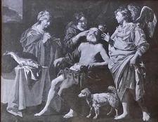 Healing of Tobias, Matthias Stomer, Magic Lantern Glass Slide, Bergamo