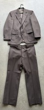 Vintage George Barry Clothes Made in USA Brown Suit Blazer / Vest / Pants Set