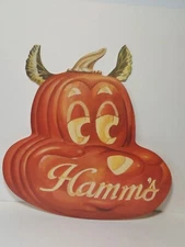 Vintage Hamm's Beer Pumpkin Head Halloween Cardboard Unused 1992 7"x7"