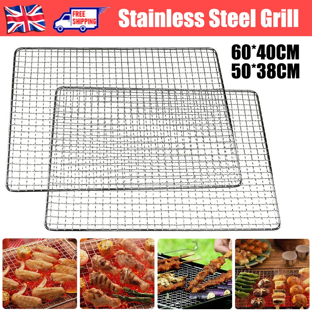2 BBQ Grill Stainless Steel Net Barbecue Grates Replacement Grids