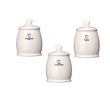 RETRO Tea Coffee Sugar White  Storage Canisters Jar Set - Charm Dolomite