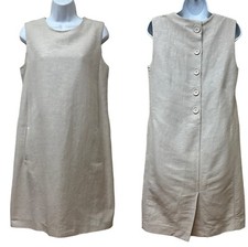 'S MAX MARA Alda Striped Cotton Silk Button Back Dress Size US 8