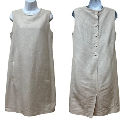 'S MAX MARA Alda Striped Cotton Silk Button Back Dress Size US 8