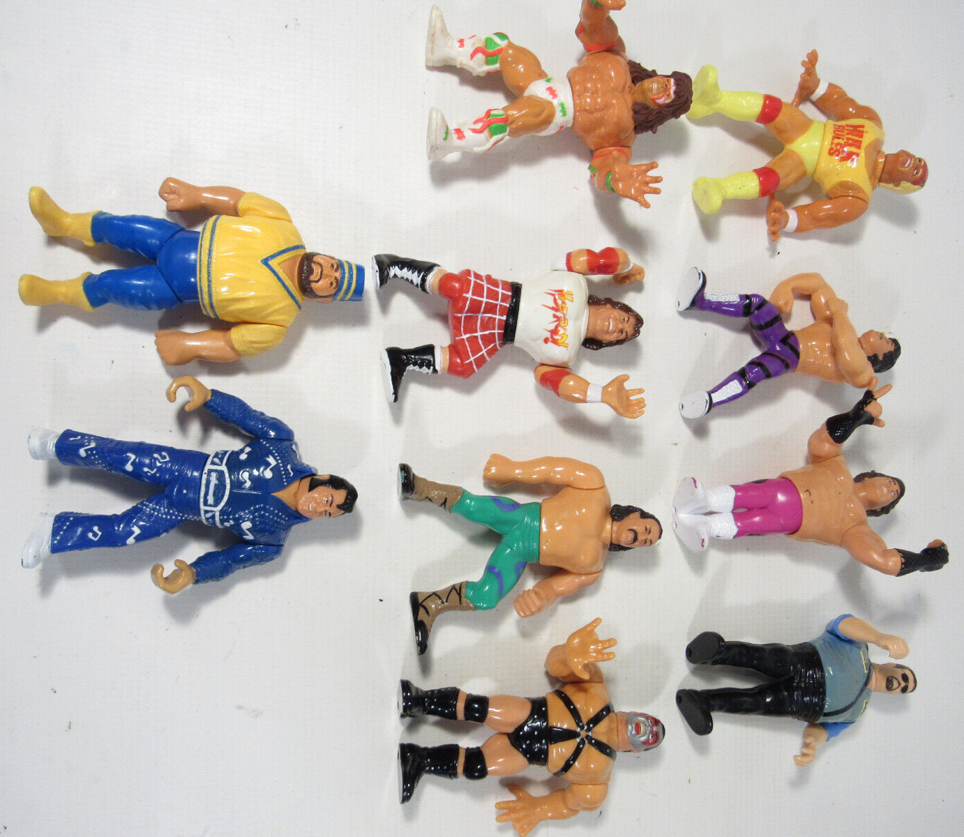 WWF Hasbro Figures Lot of 10 w/ Blue Wrestling Ring (Hulk, Warrior, Piper etc.)