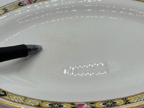 Taylor Smith T.S.T. Iona China Porcelain Oval Plate Dish Floral Pattern Gold 8x5 - Picture 10 of 12