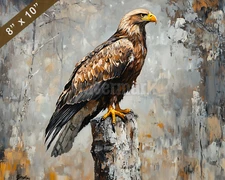 Golden Eagle on a perch oil painting 8x10 Print