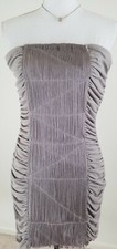 MAX&CLEO~Sz 14~"GINA" Light Cafe Fringe Bodycon Ruched Party Prom Dress NWT