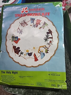 Vtg Lee Wards Felt sequin kit The Holy Night Tree Skirt 60  1977 open complete