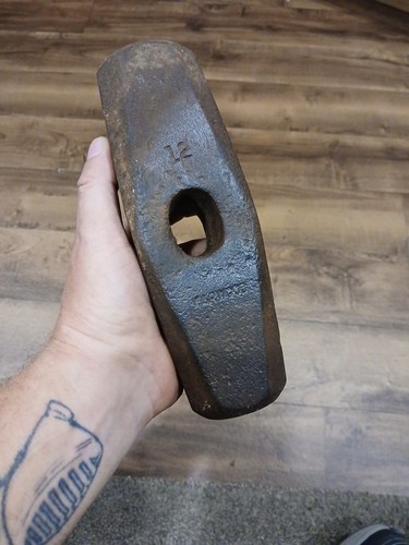 VINTAGE WARWOOD 12 LB SLEDGEHAMMER HEAD BLACKSMITH DEMOLITION TOOL