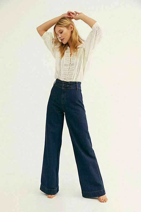 We the Free People Boho Hippy Wide Leg Flare Big Bell Bottom